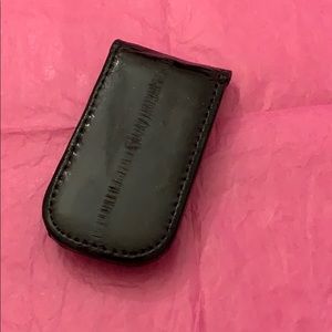 Black money clip genuine eelskin